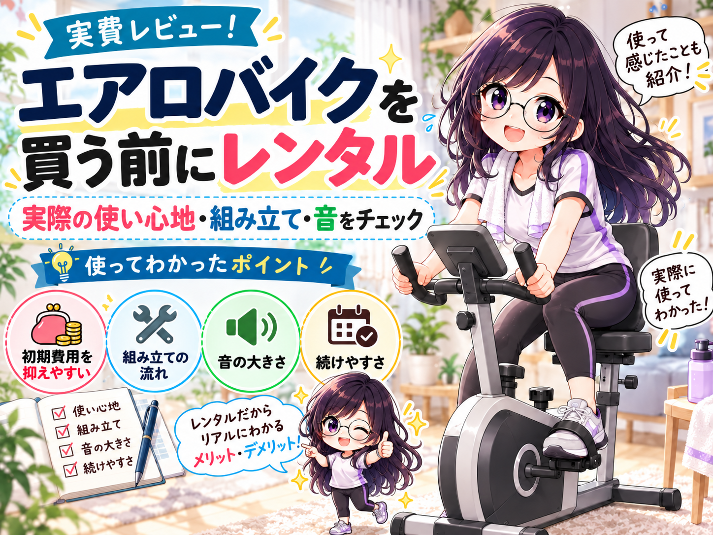 エアロバイクを買う前にレンタルした記事のアイキャッチ